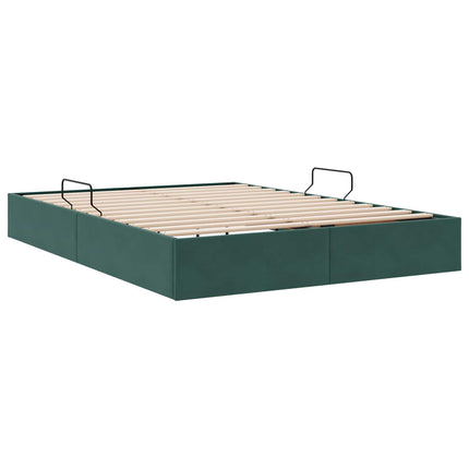 Ottoman Sengestel med opbevaring Mørkegrøn 140 x 200 cm Fløjl