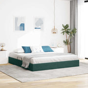 Ottoman Sengestel med opbevaring Mørkegrøn 160 x 200 cm Fløjl