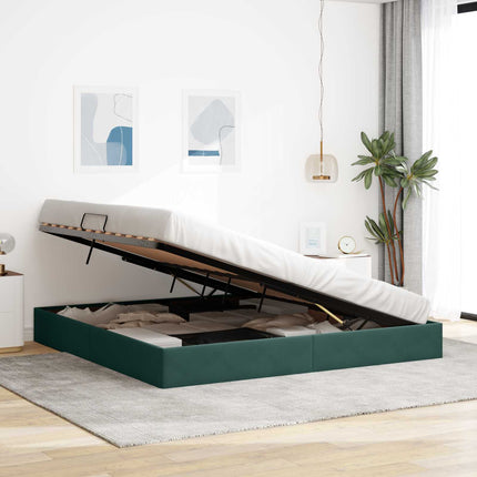 Ottoman Sengestel med opbevaring Mørkegrøn 200 x 200 cm Fløjl
