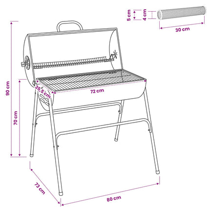Udendørs grill 3 stk. 80 x 73 x 90 cm Metal Sort