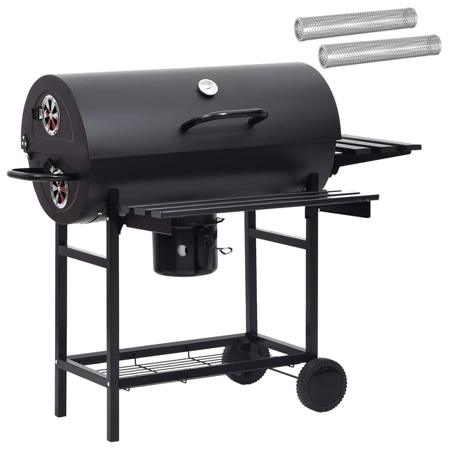 Tøndegrill med hjul og hylder 3 stk. 115 x 85 x 95 cm Metal