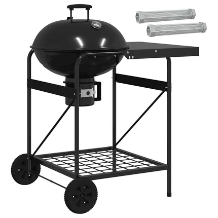 Trækolgrill med røgrør 91 x 71 x 107 cm Stål Sort