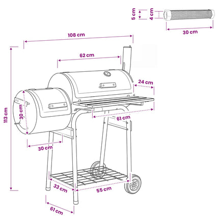 Udendørs grill 103 x 60 x 113 cm Stål Sort