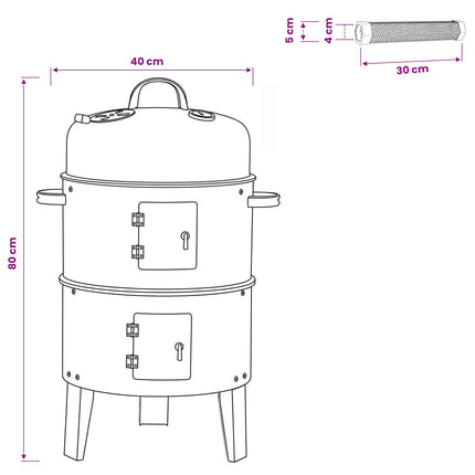 Udendørs grill Ø 40 x 80 cm Stål Sort