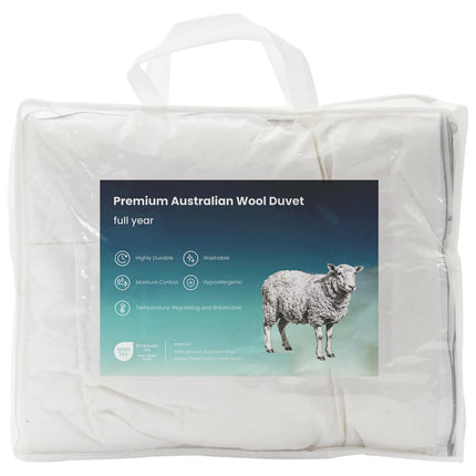 Dyne- og puddesæt 2 stk. 152x203 cm 4 årstider 300 GSM Uld Hvid