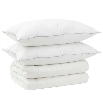 Dyne- og puddesæt 3 stk. 200x220 cm 4 årstider 220 GSM Uld Hvid