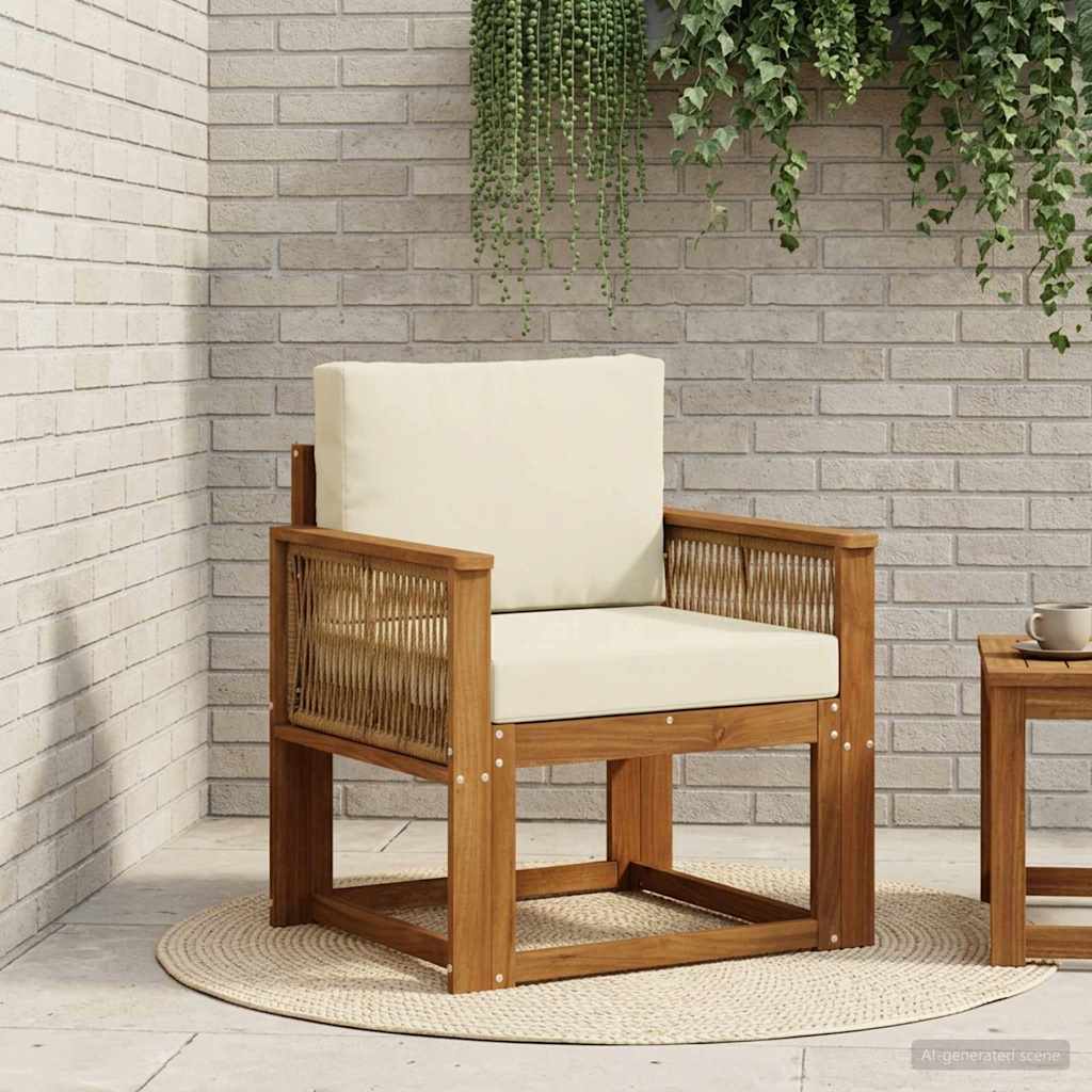 Udendørs Mellem Sofa Massivt Akacietræ Naturfarvet