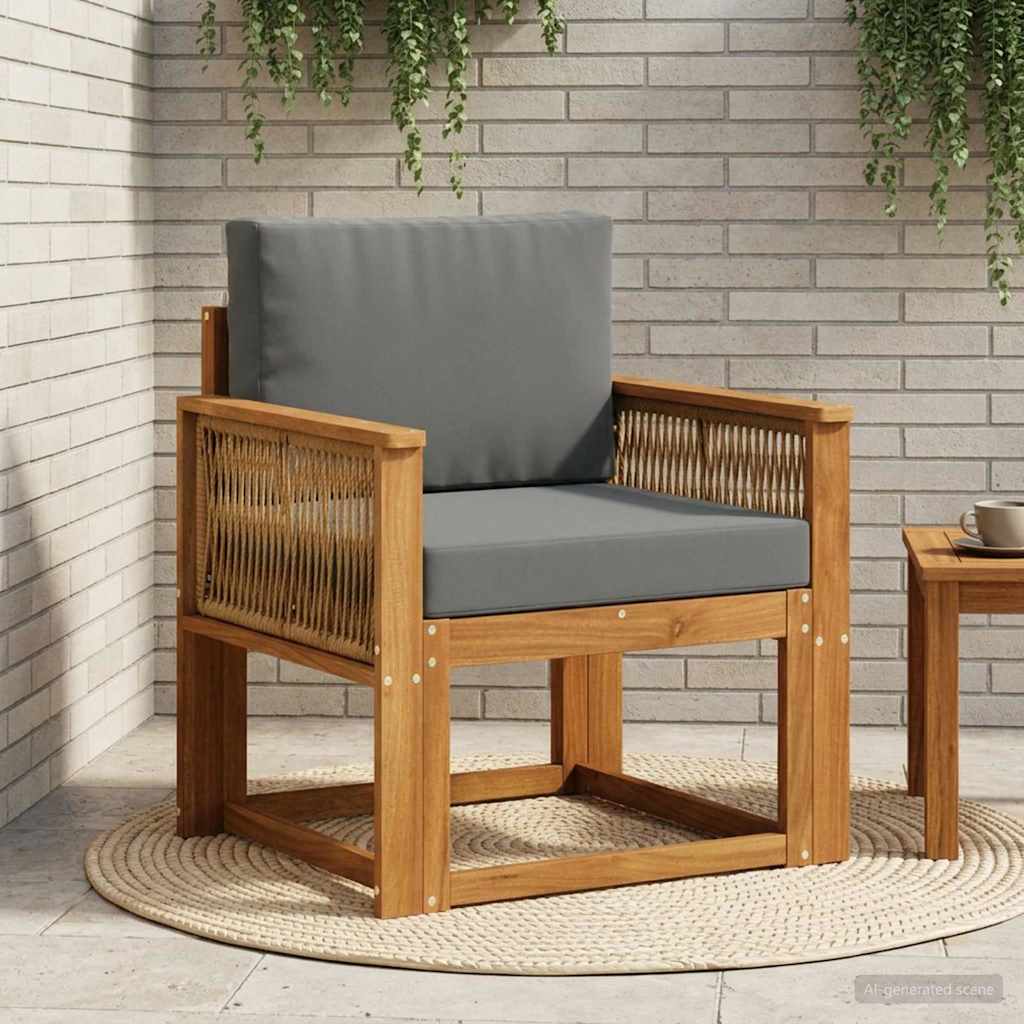 Udendørs Mellem Sofa Massivt Akacietræ Naturfarvet