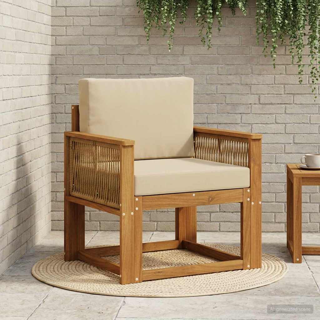 Udendørs Mellem Sofa Massivt Akacietræ Naturfarvet