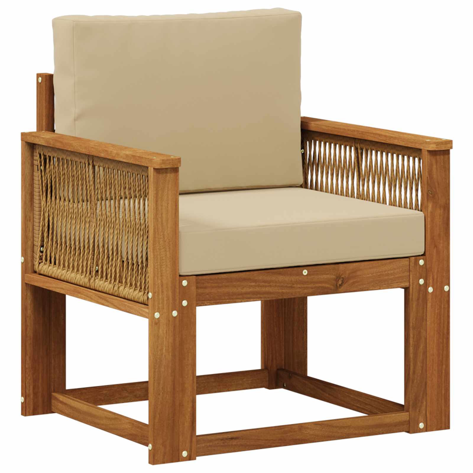 Udendørs Mellem Sofa Massivt Akacietræ Naturfarvet