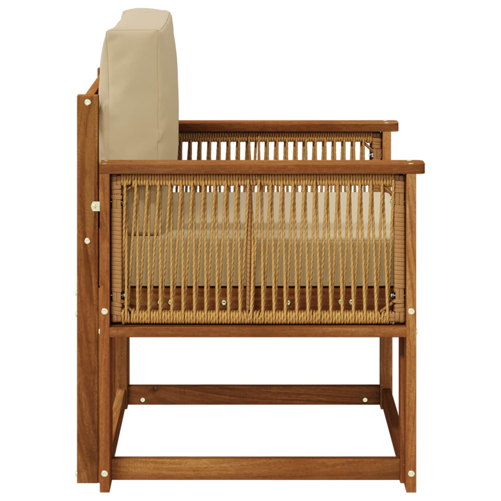 Udendørs Mellem Sofa Massivt Akacietræ Naturfarvet