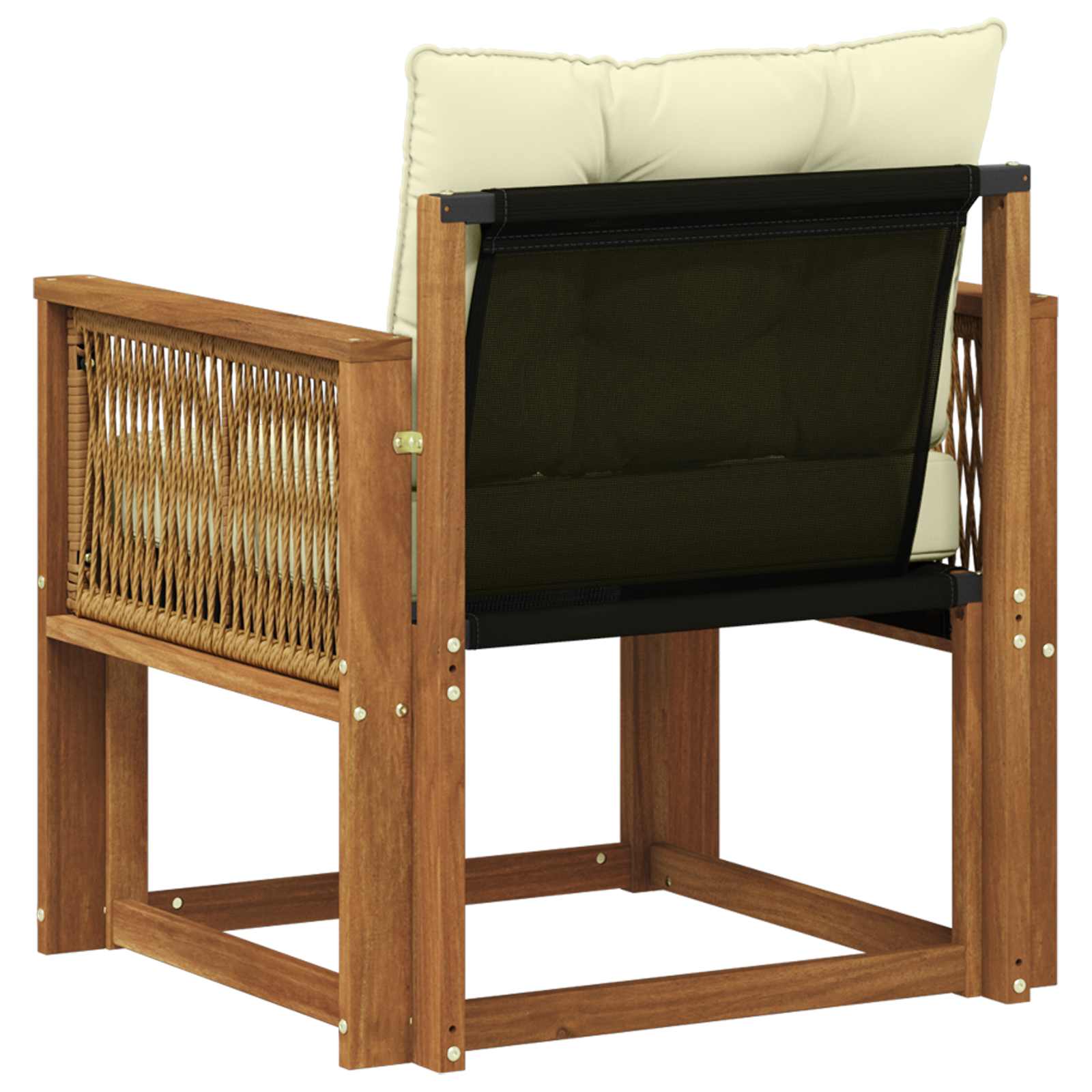 Udendørs Mellem Sofa Massiv akacietræ og Textilene Naturfarvet