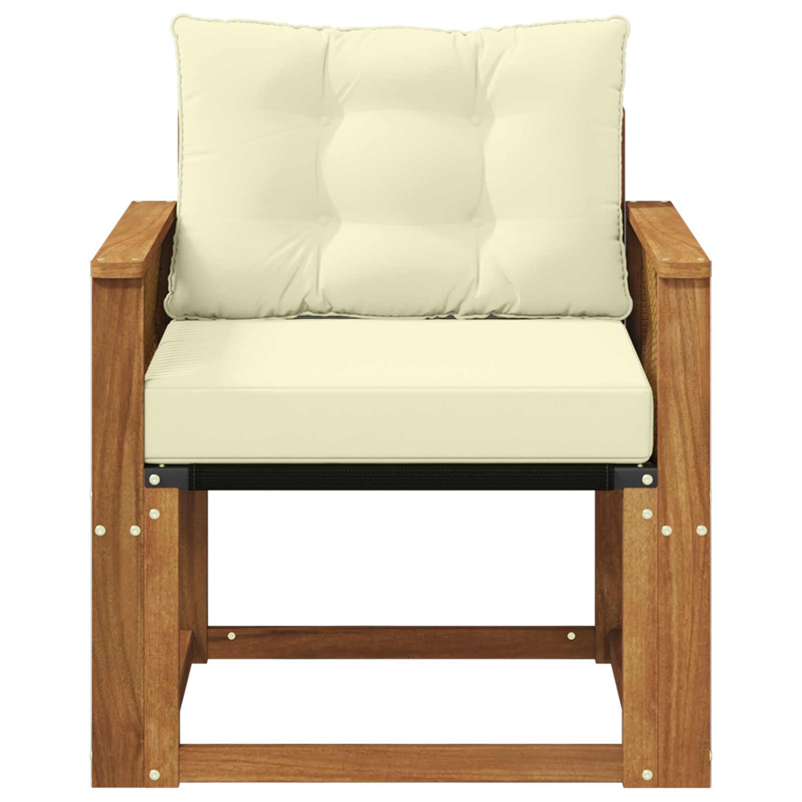 Udendørs Mellem Sofa Massiv akacietræ og Textilene Naturfarvet