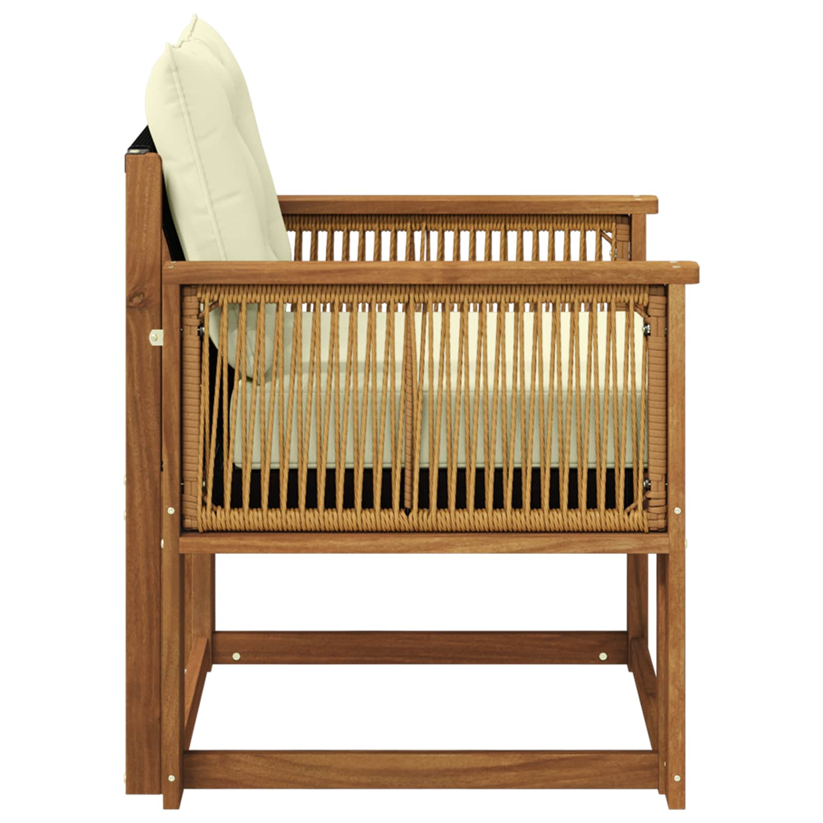 Udendørs Mellem Sofa Massiv akacietræ og Textilene Naturfarvet