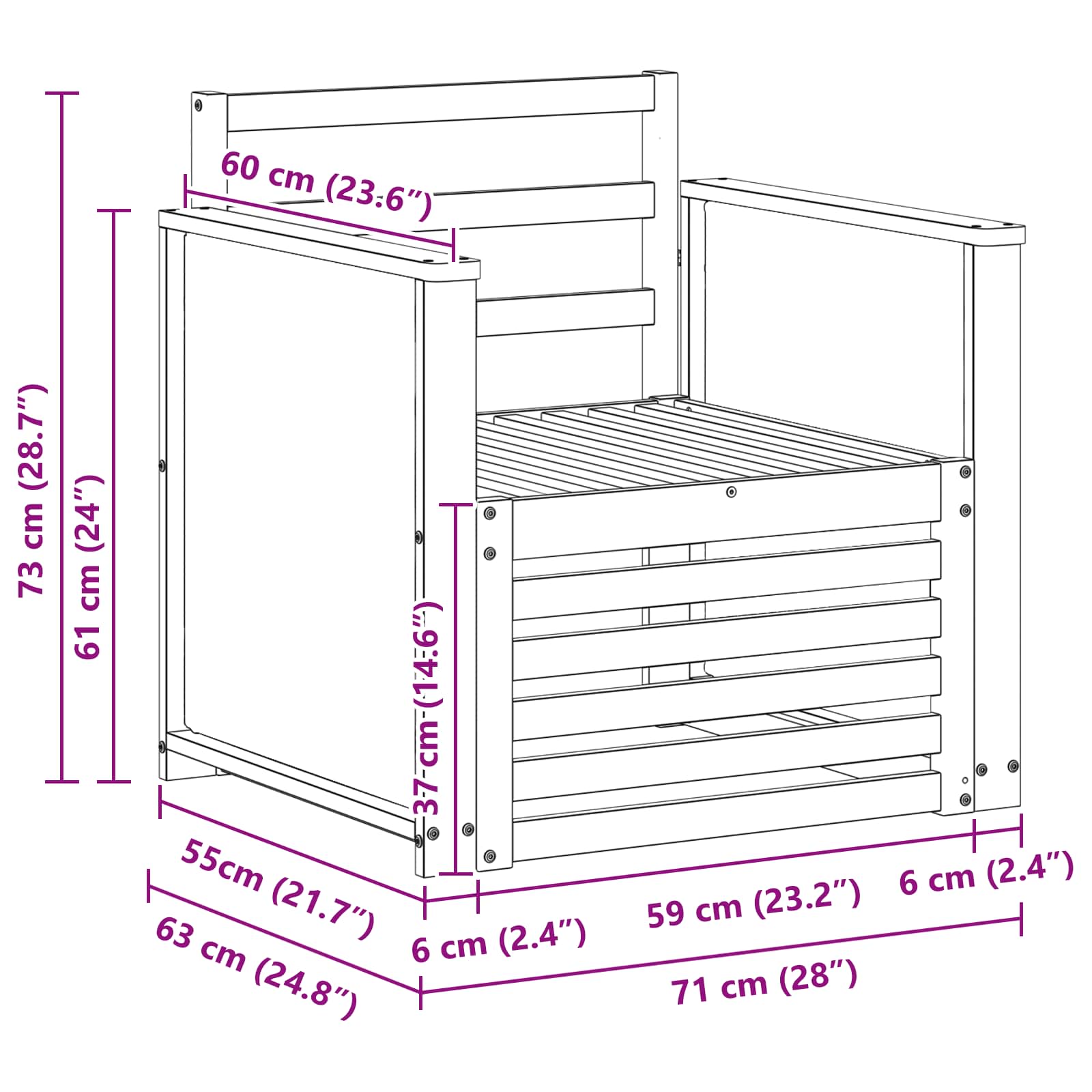 Udendørs Mellem Sofa Naturfarvet