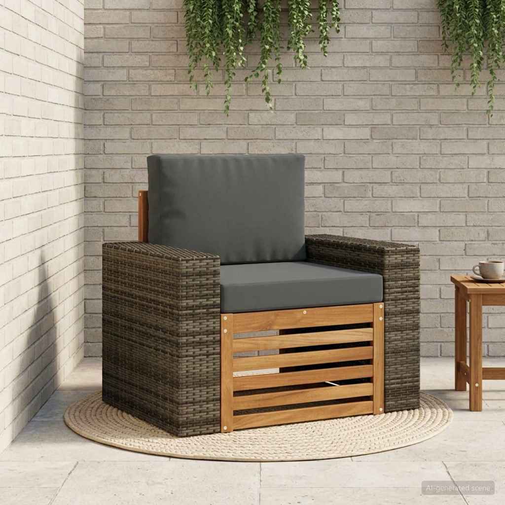 Udendørs Mellem Sofa Massivt Akacietræ Naturfarvet