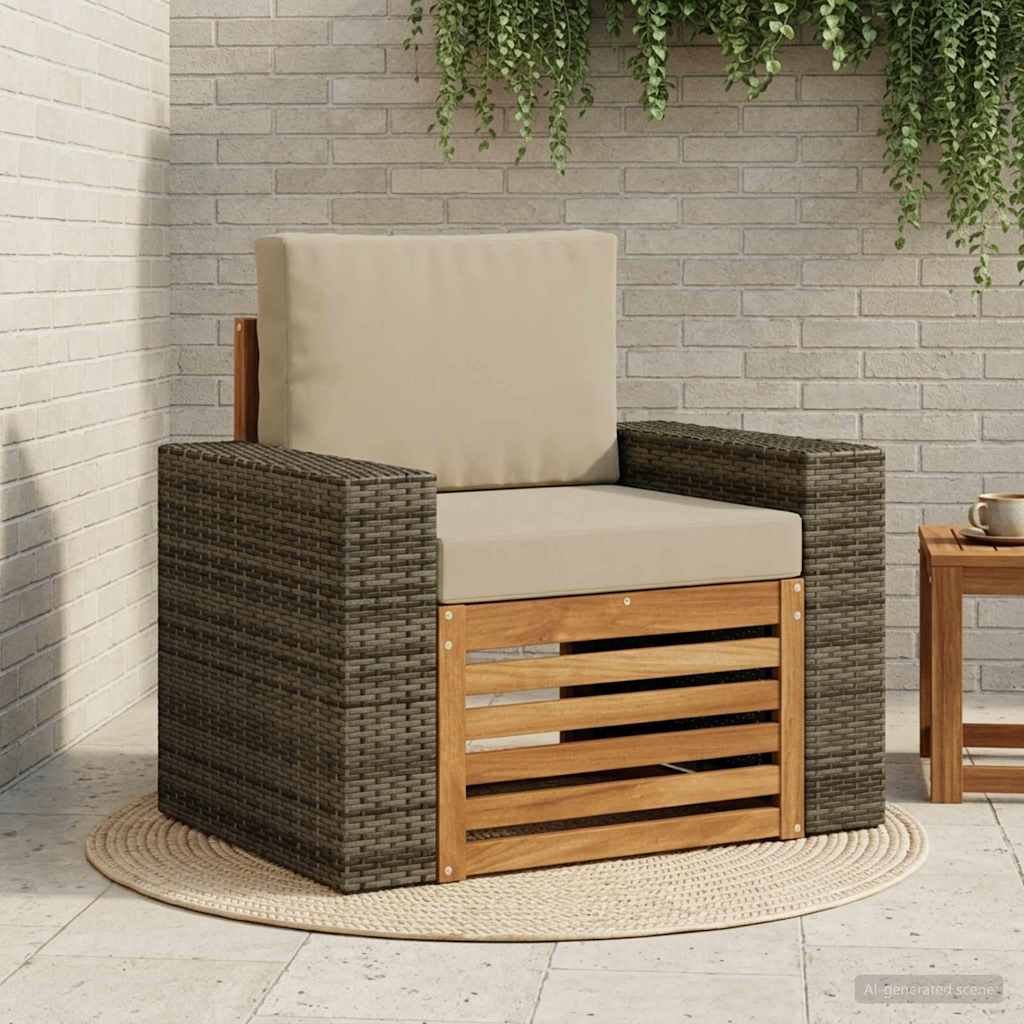 Udendørs Mellem Sofa Massivt Akacietræ Naturfarvet