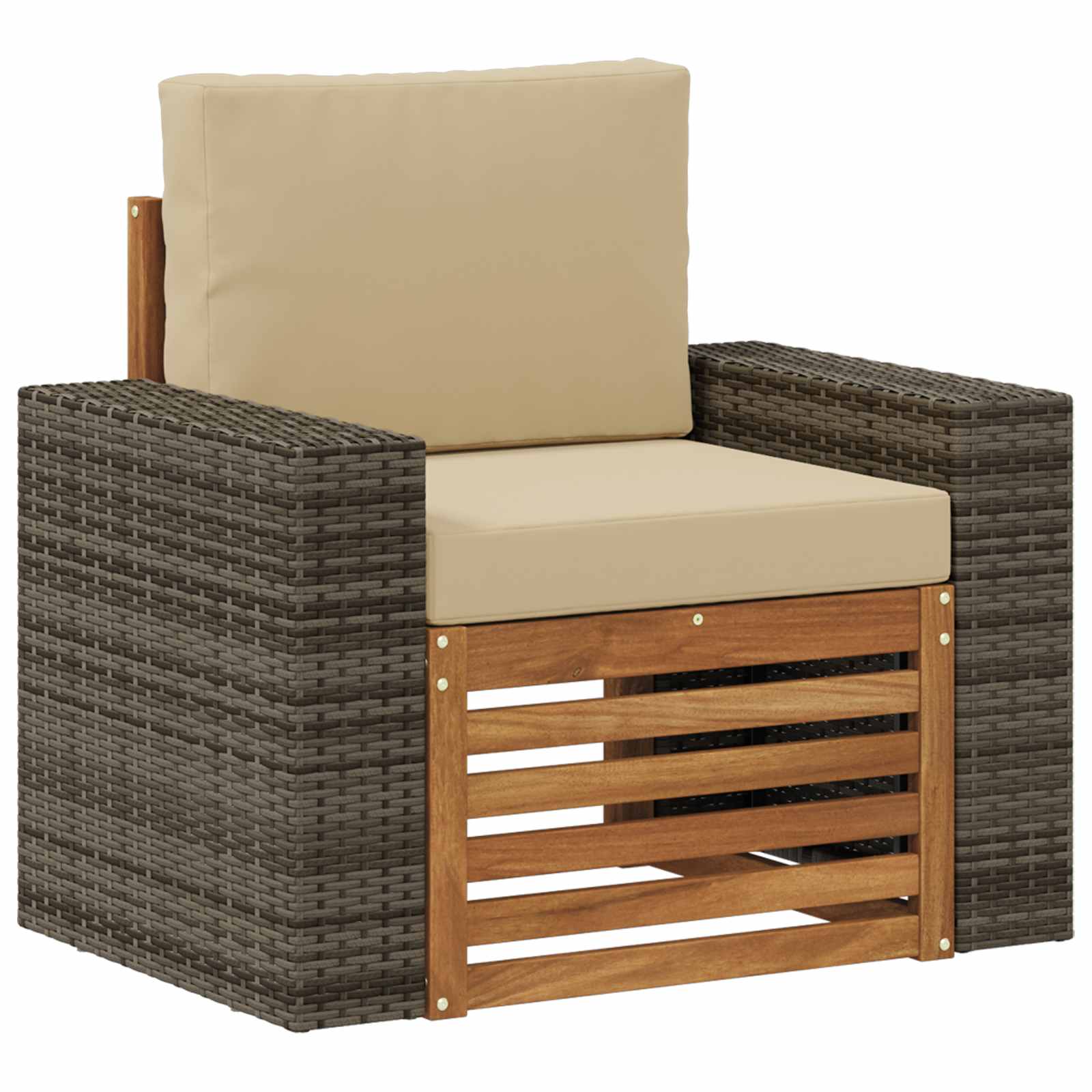 Udendørs Mellem Sofa Massivt Akacietræ Naturfarvet