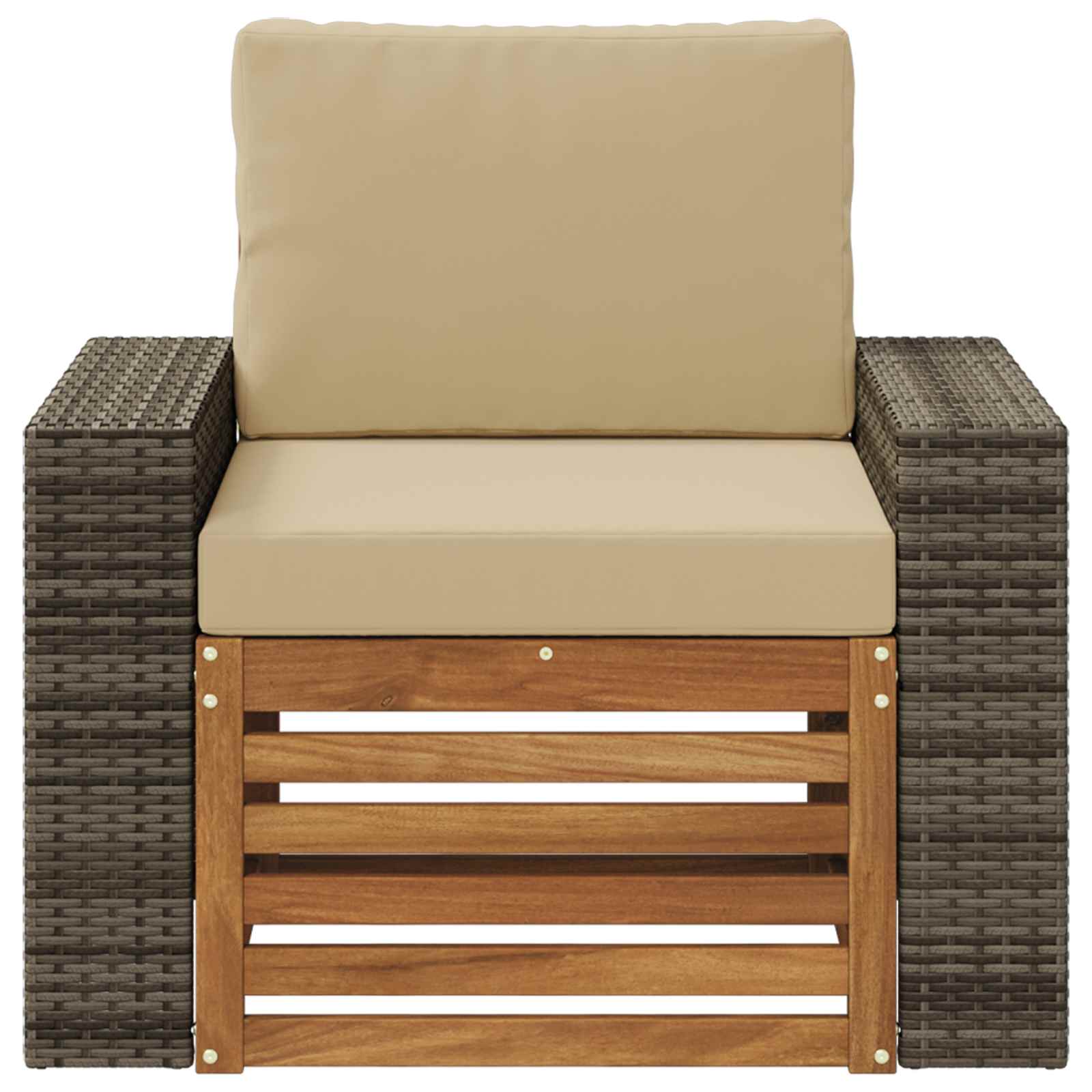 Udendørs Mellem Sofa Massivt Akacietræ Naturfarvet
