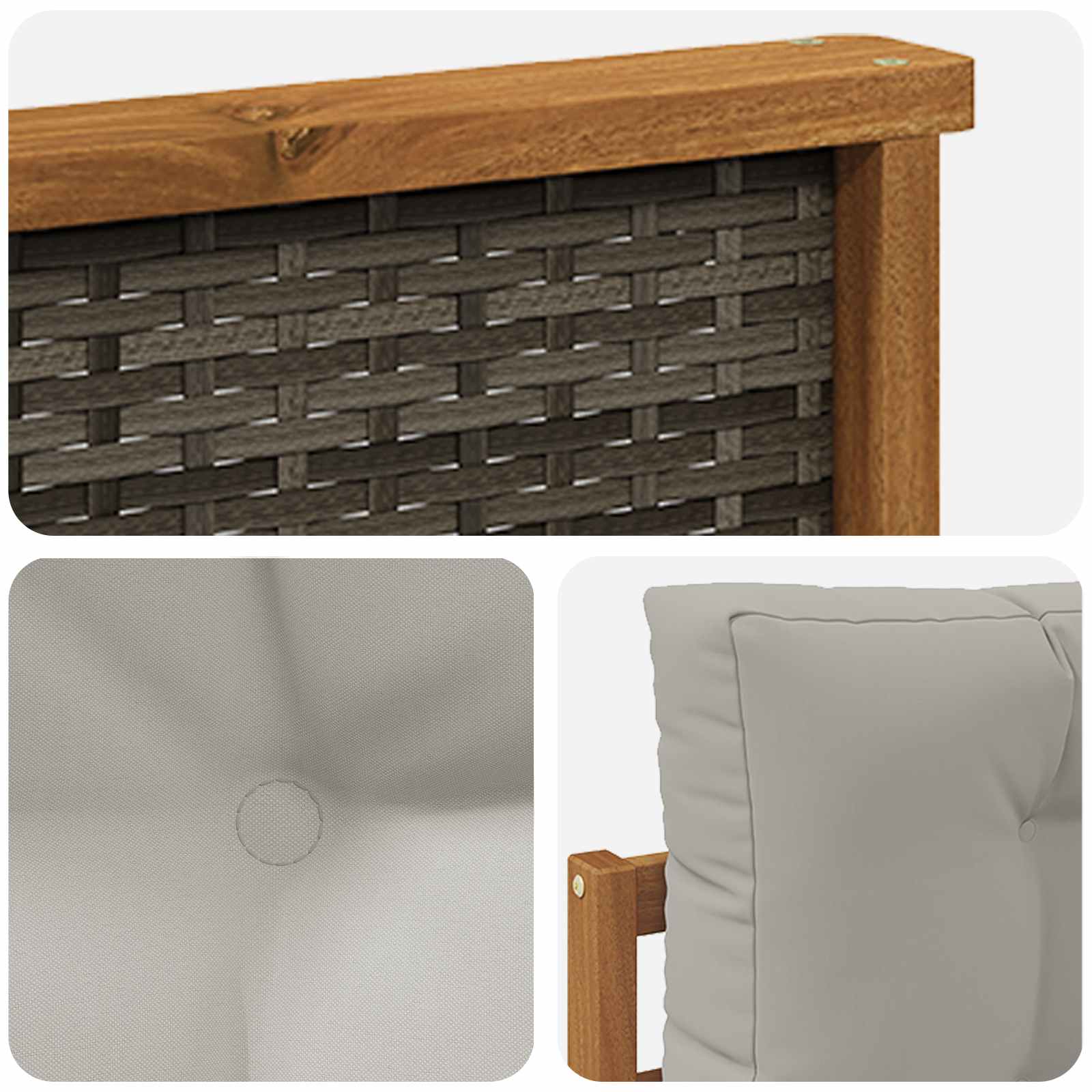 Udendørs Mellem Sofa Massivt Akacietræ Naturfarvet
