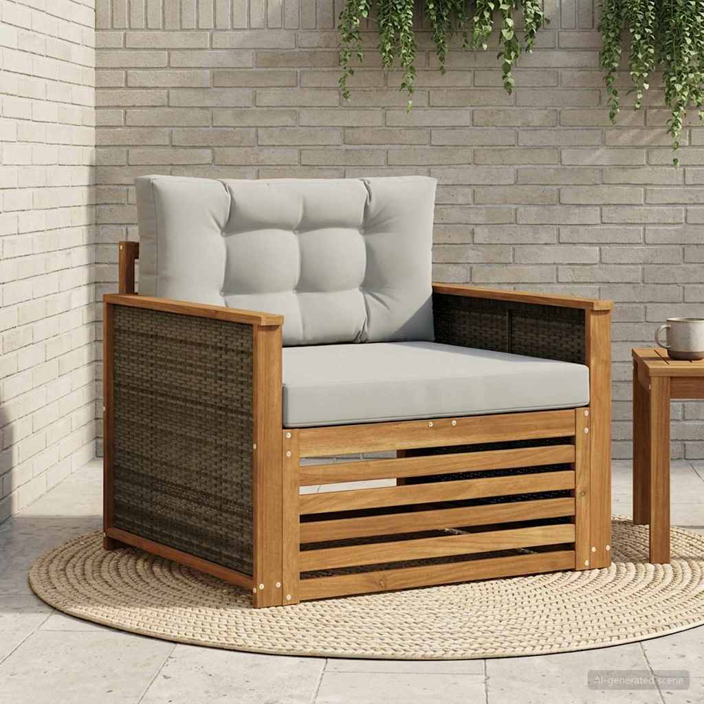 Udendørs Mellem Sofa Massivt Akacietræ Naturfarvet