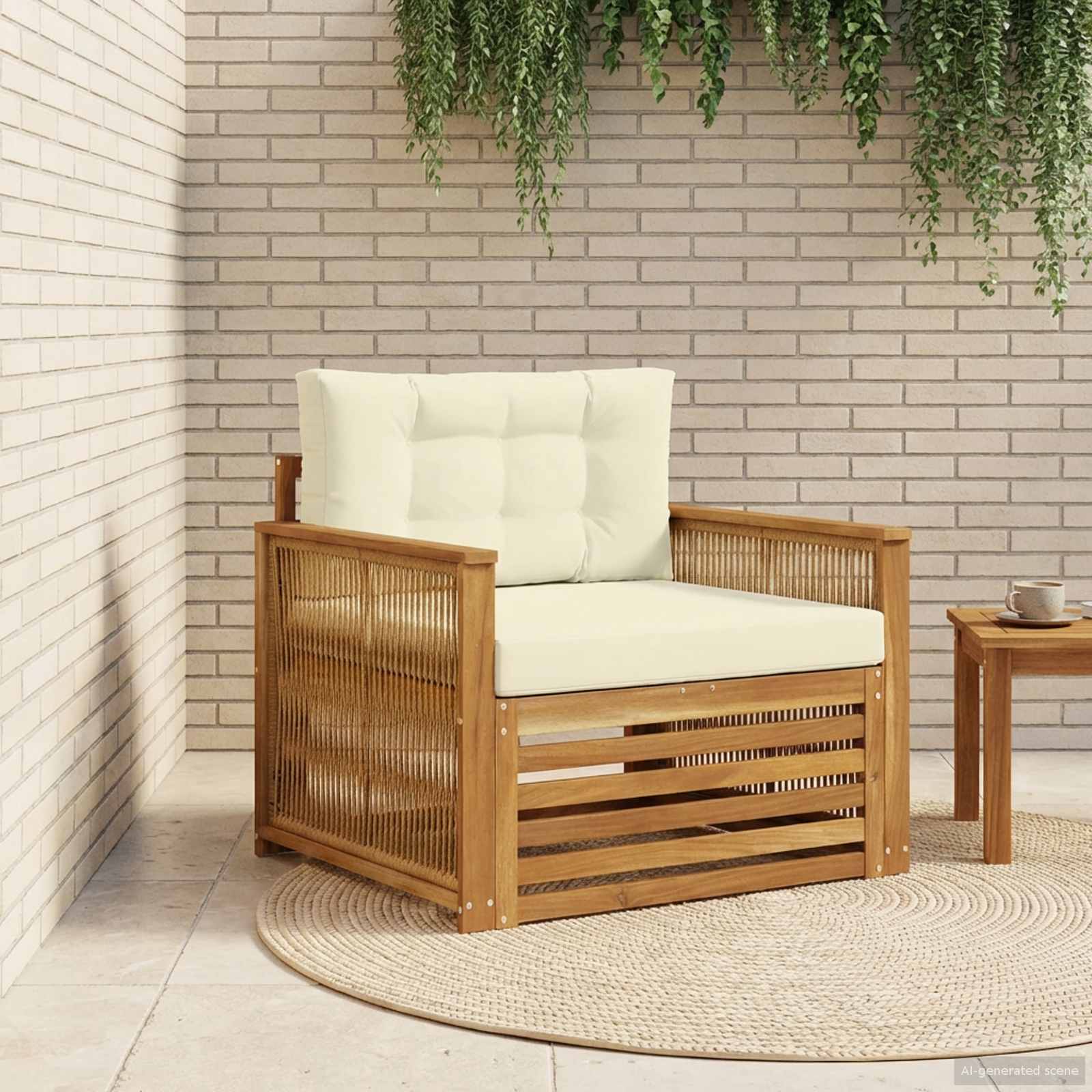 Udendørs sofa Massivt Akacietræ Naturlig og Fløde
