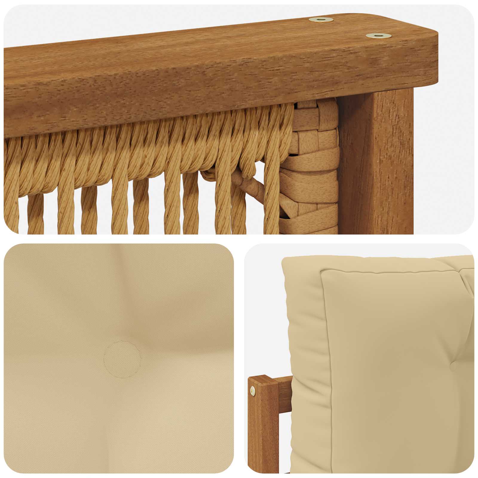Udendørs Mellem Sofa Massivt Akacietræ Naturfarvet