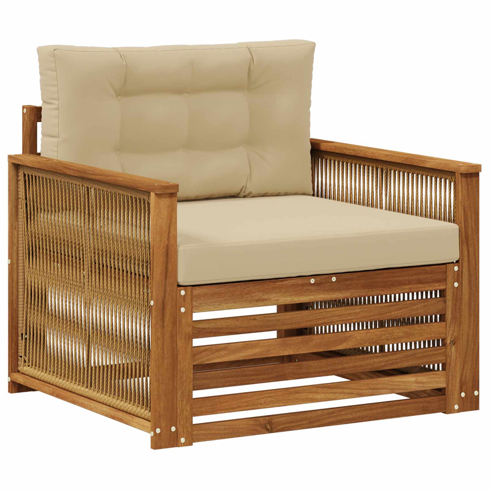 Udendørs Mellem Sofa Massivt Akacietræ Naturfarvet
