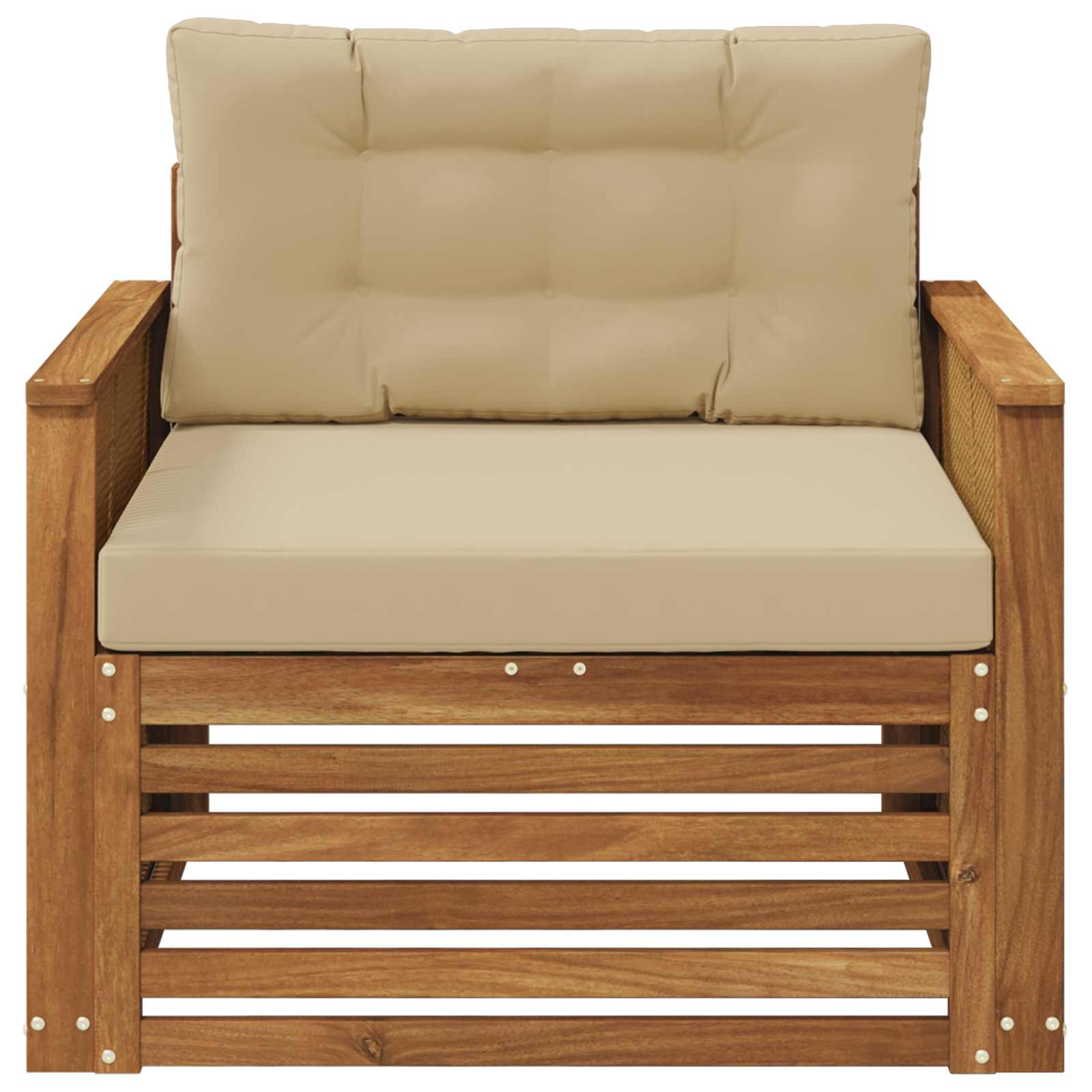 Udendørs Mellem Sofa Massivt Akacietræ Naturfarvet