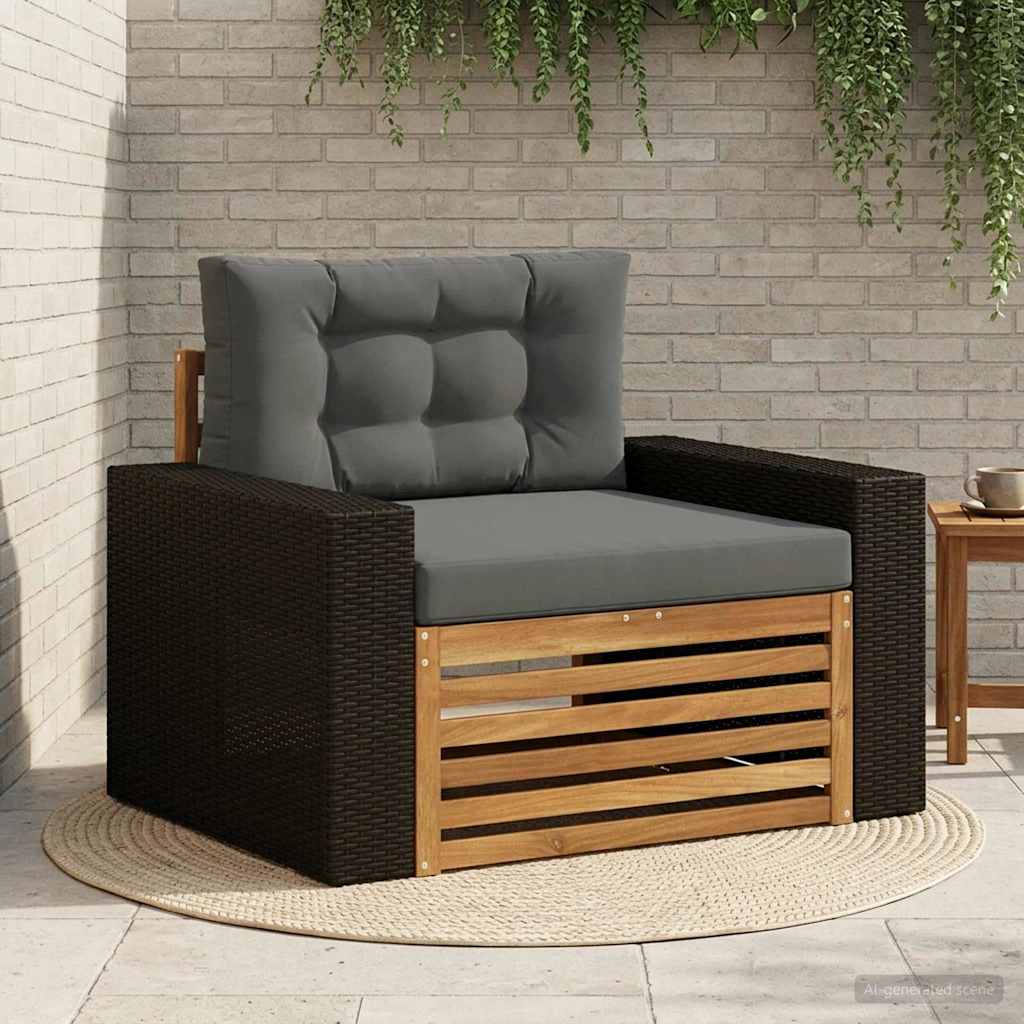 Udendørs Mellem Sofa Massivt Akacietræ Naturfarvet