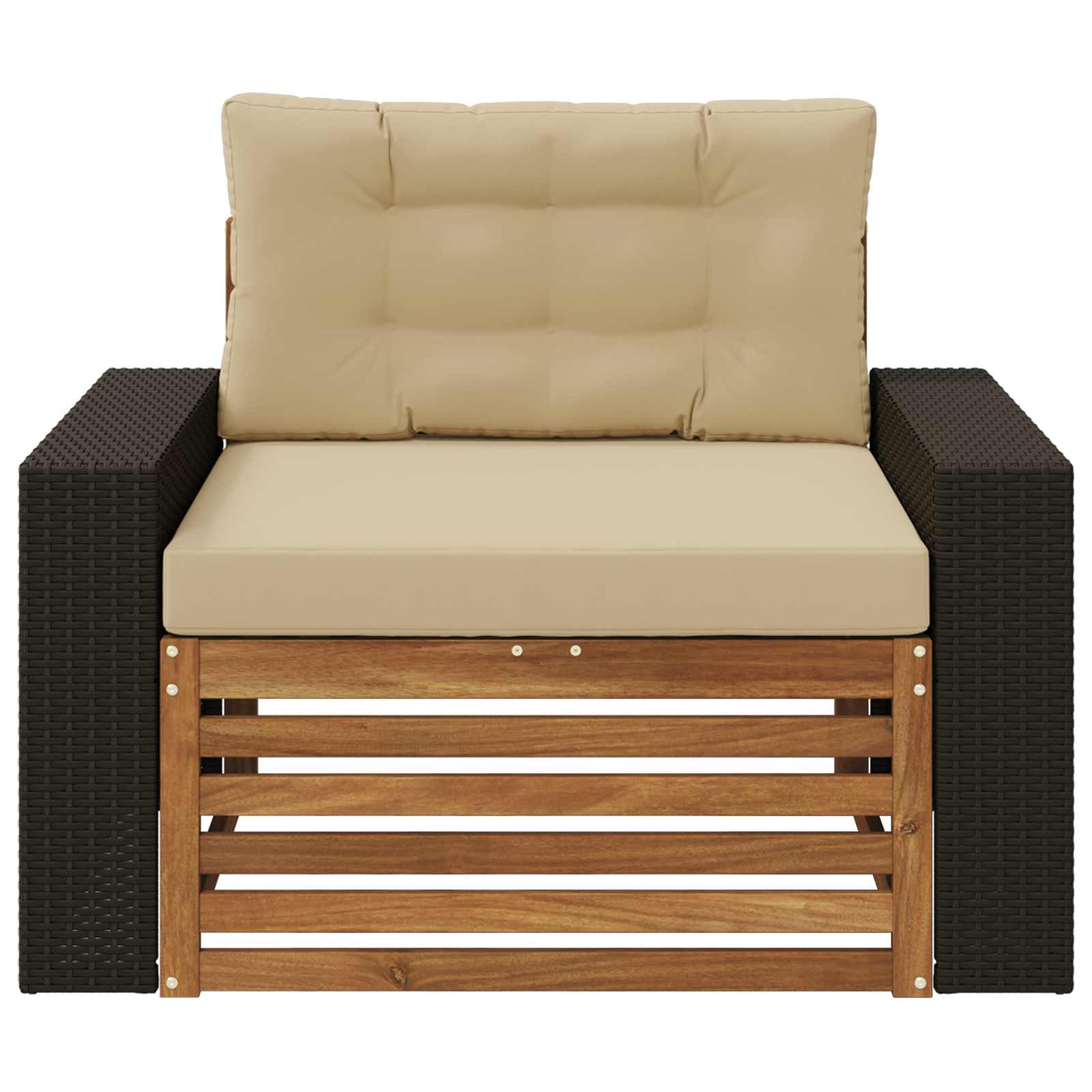 Udendørs Mellem Sofa Massivt Akacietræ Naturfarvet