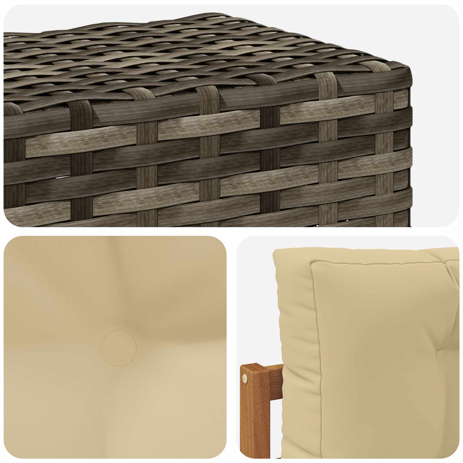 Udendørs Mellem Sofa Massivt Akacietræ Naturfarvet