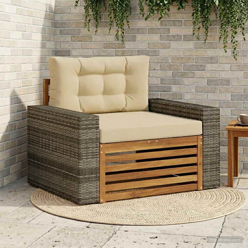 Udendørs Mellem Sofa Massivt Akacietræ Naturfarvet