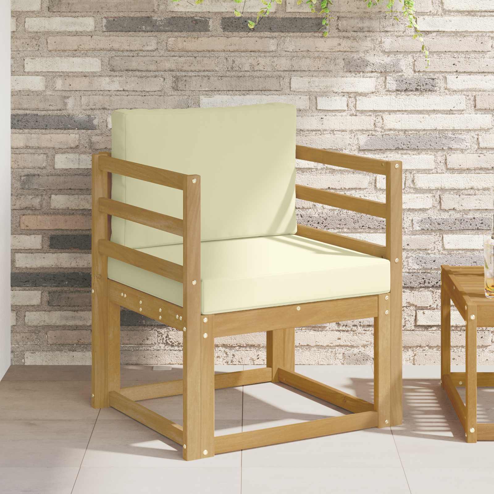 2 Stk Udendørs sofagruppe Polyester Hvid og creme
