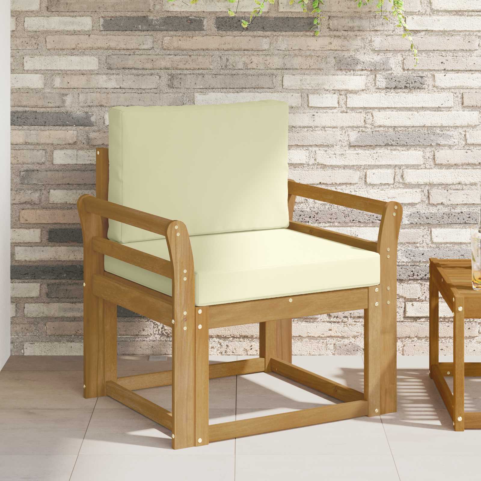 2 Stk Udendørs sofagruppe Polyester Hvid og creme