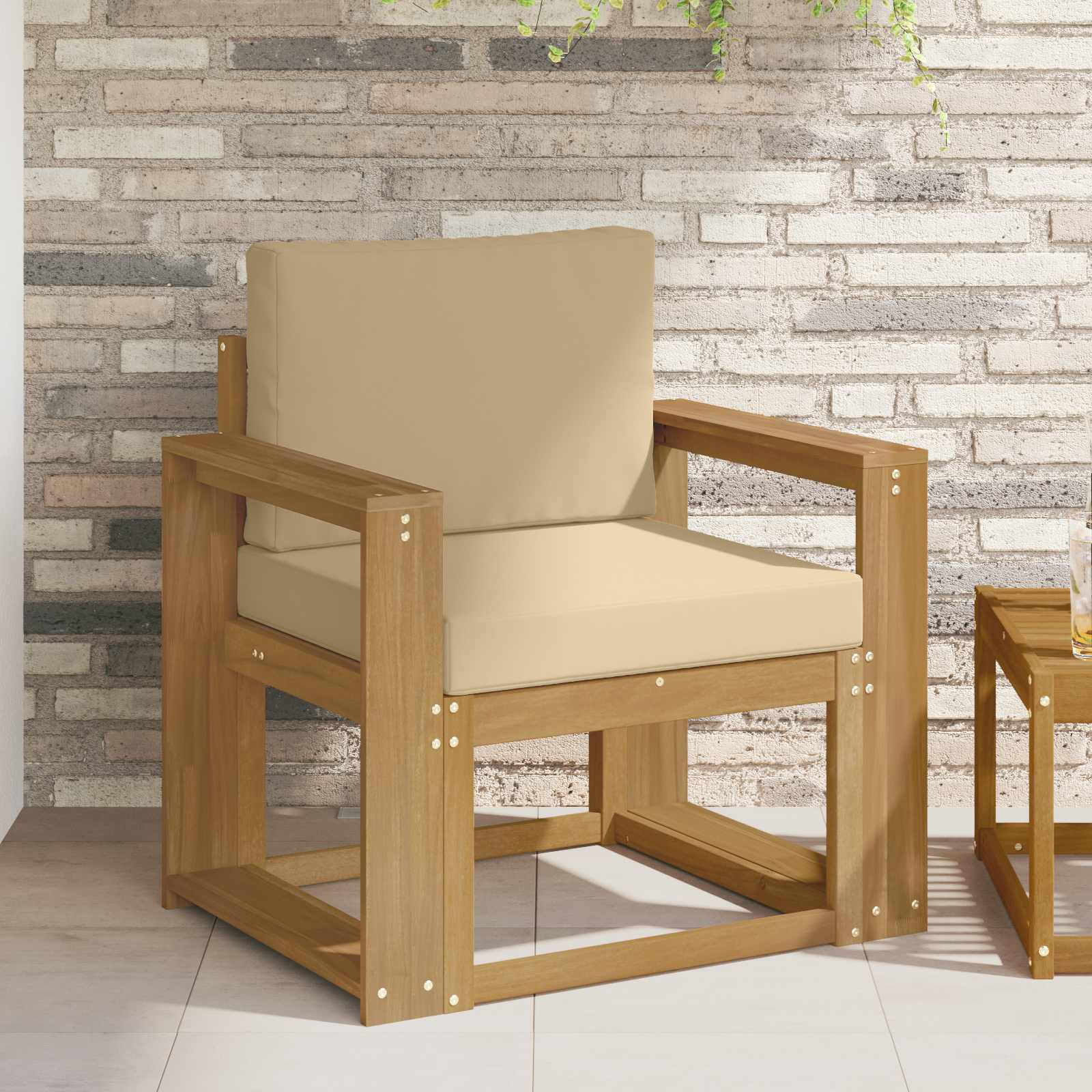 2 Stk Udendørs sofagruppe Polyester Hvid og Beige