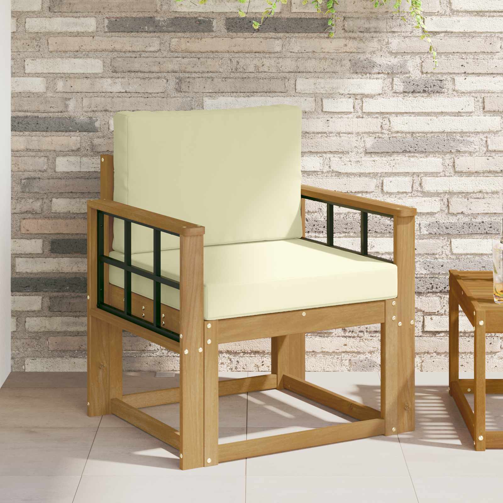 2 Stk Udendørs sofagruppe Polyester Hvid og creme