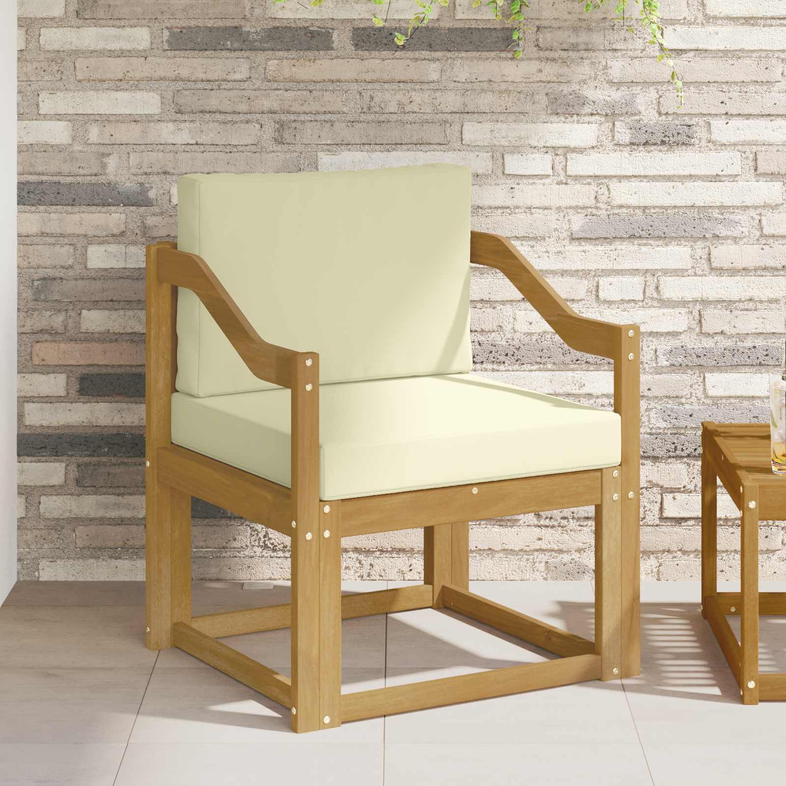 2 Stk Udendørs sofagruppe Polyester Hvid og creme
