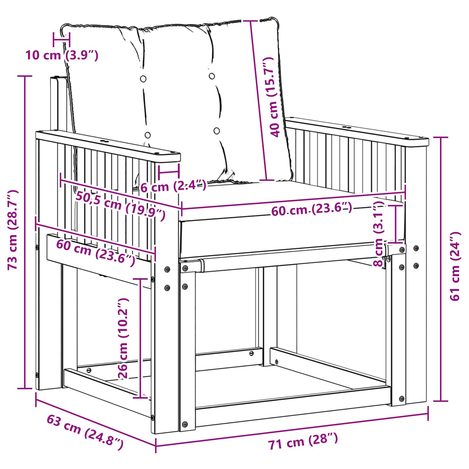 Udendørs sofa Massiv akacietræ og Textilene Hvid