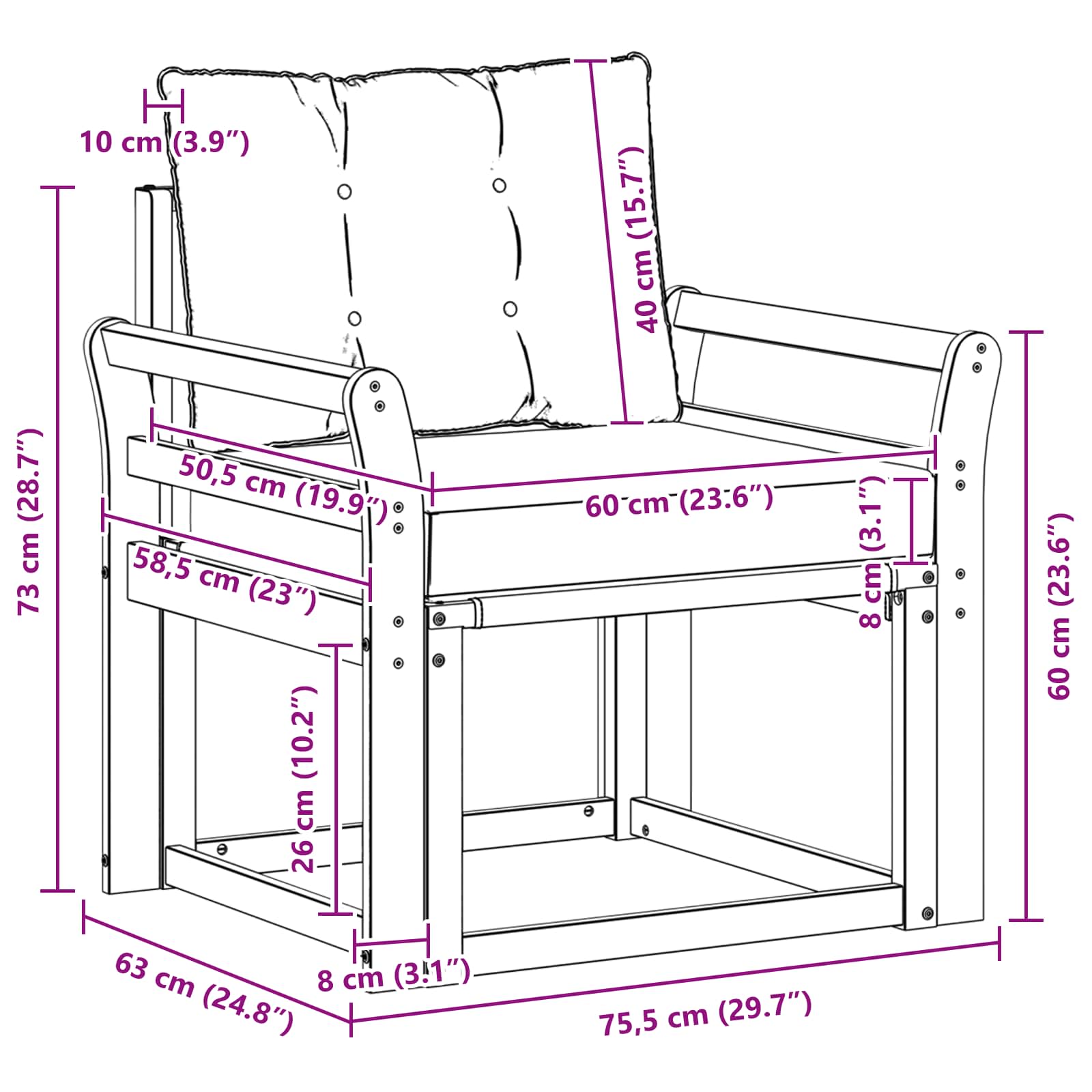 Udendørs sofa Massiv akacietræ og Textilene Hvid