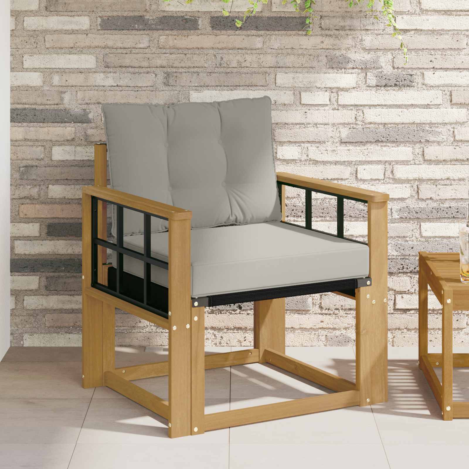 Udendørs sofa Massiv akacietræ og Textilene Hvid