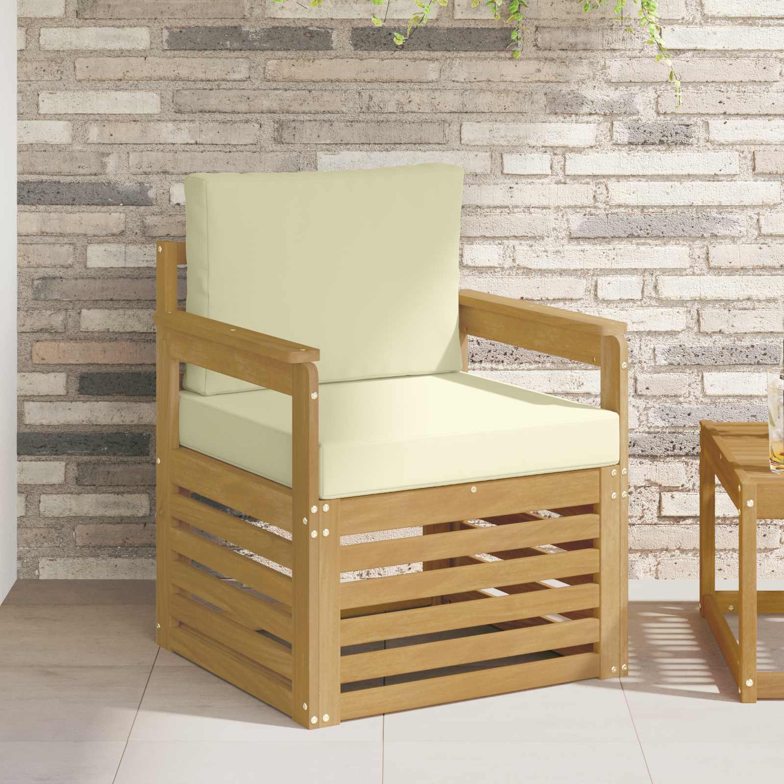 2 Stk Udendørs sofagruppe Polyester Hvid og creme