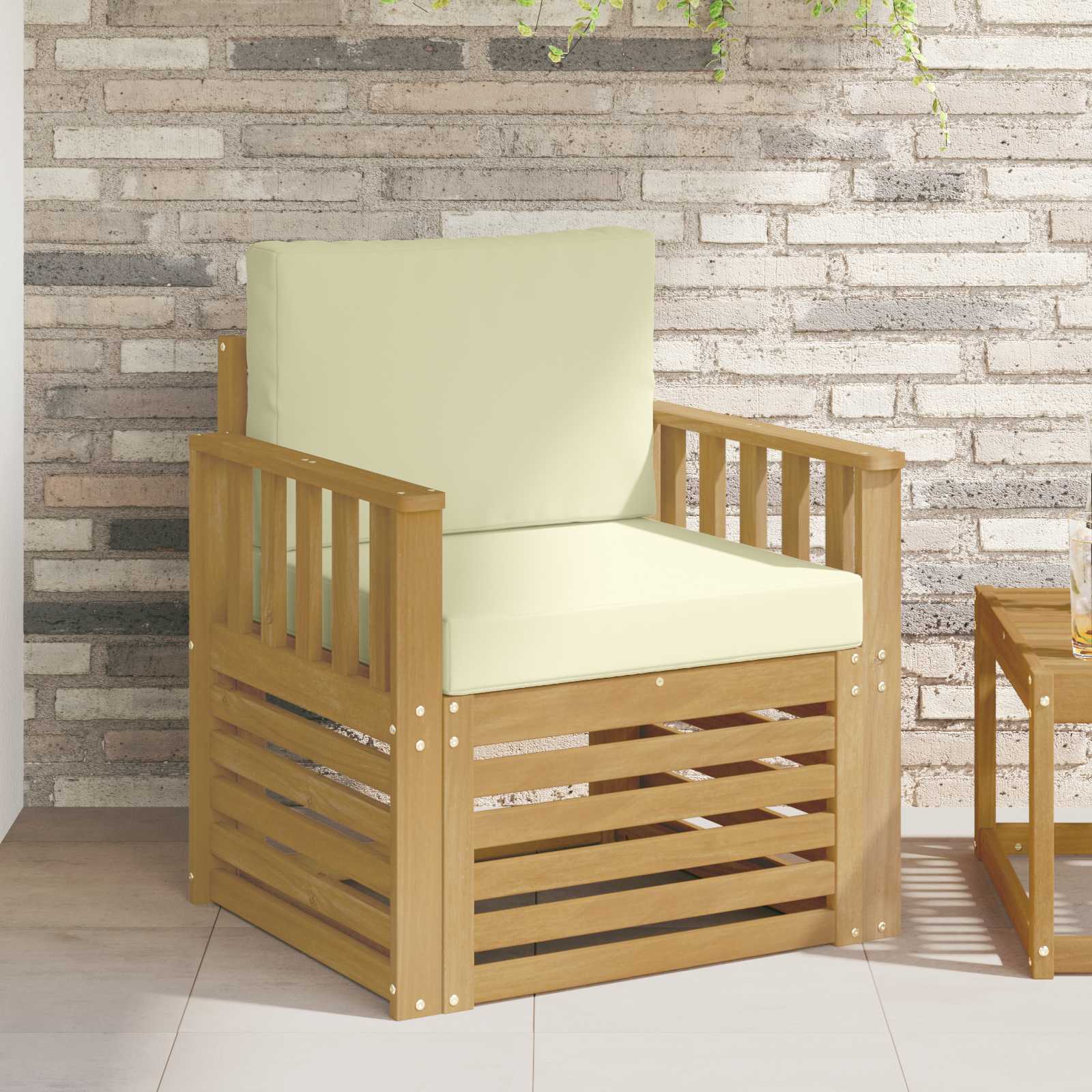 2 Stk Udendørs sofagruppe Polyester Hvid og creme