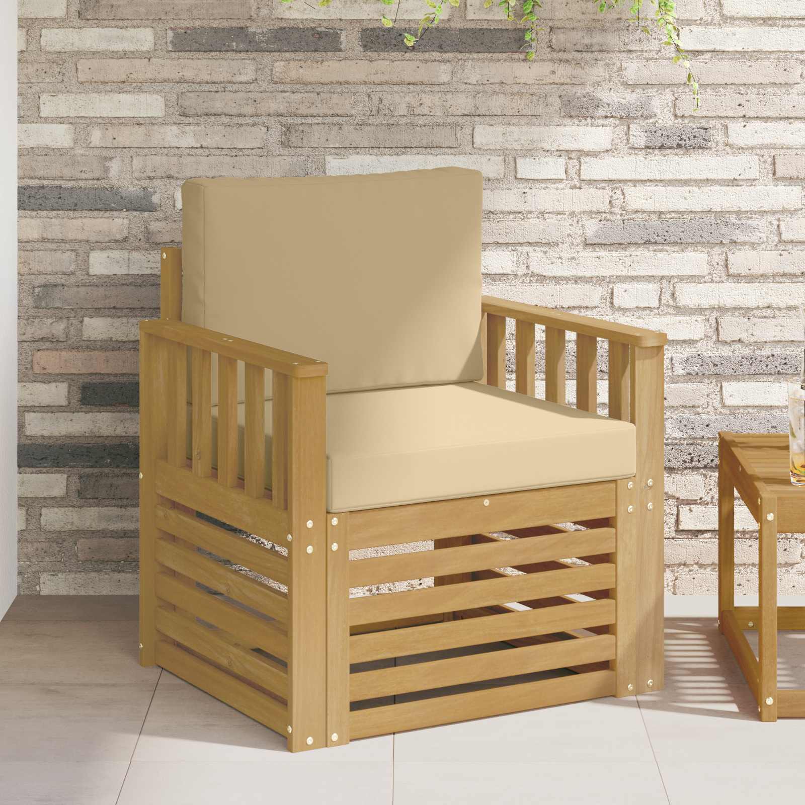 2 Stk Udendørs sofagruppe Polyester Hvid og Beige