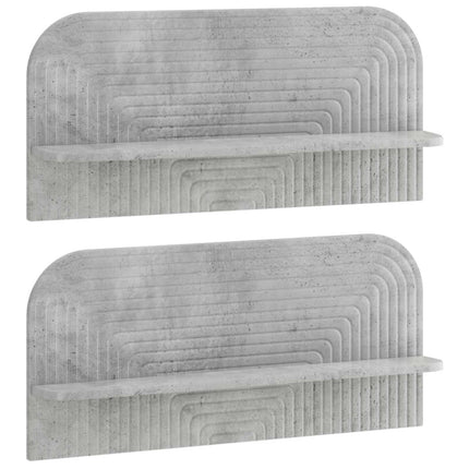 Væghylde 2 stk. Betongrå 80,5 x 13,5 x 37,5 cm Konstrueret træ