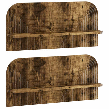 Væghylde 2 stk. Røget eg 80.5 x 13.5 x 37.5 cm Konstrueret træ