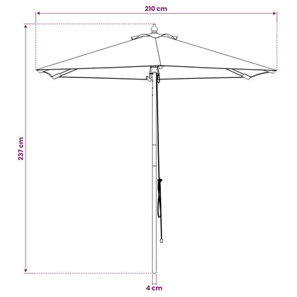 Havesol Ø 210 x 237 cm Massiv Eucalyptus Træ Cremehvid