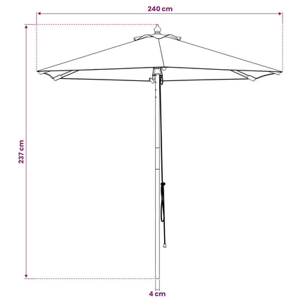 Havesol Ø 240 x 237 cm Massiv Eucalyptus Træ Cremehvid