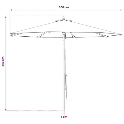 Havesol Ø 300 x 248 cm Massiv Eucalyptus Træ Cremehvid