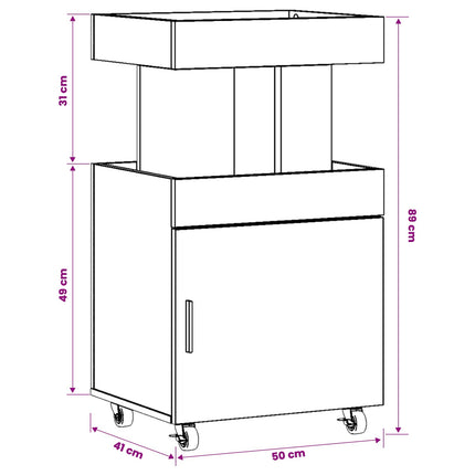 Barvogn Sort eg 50 x 41 x 89 cm Konstrueret træ